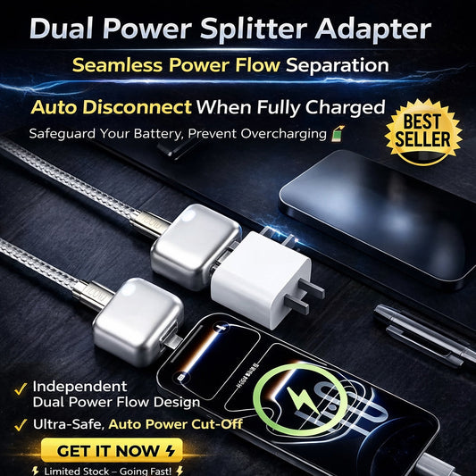 Auto Cut-Off Fast Charging Cable (Safe Overnight Charging)- 140W Smart Power Splitter Adapter