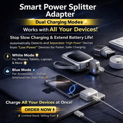 Auto Cut-Off Fast Charging Cable (Safe Overnight Charging)- 140W Smart Power Splitter Adapter